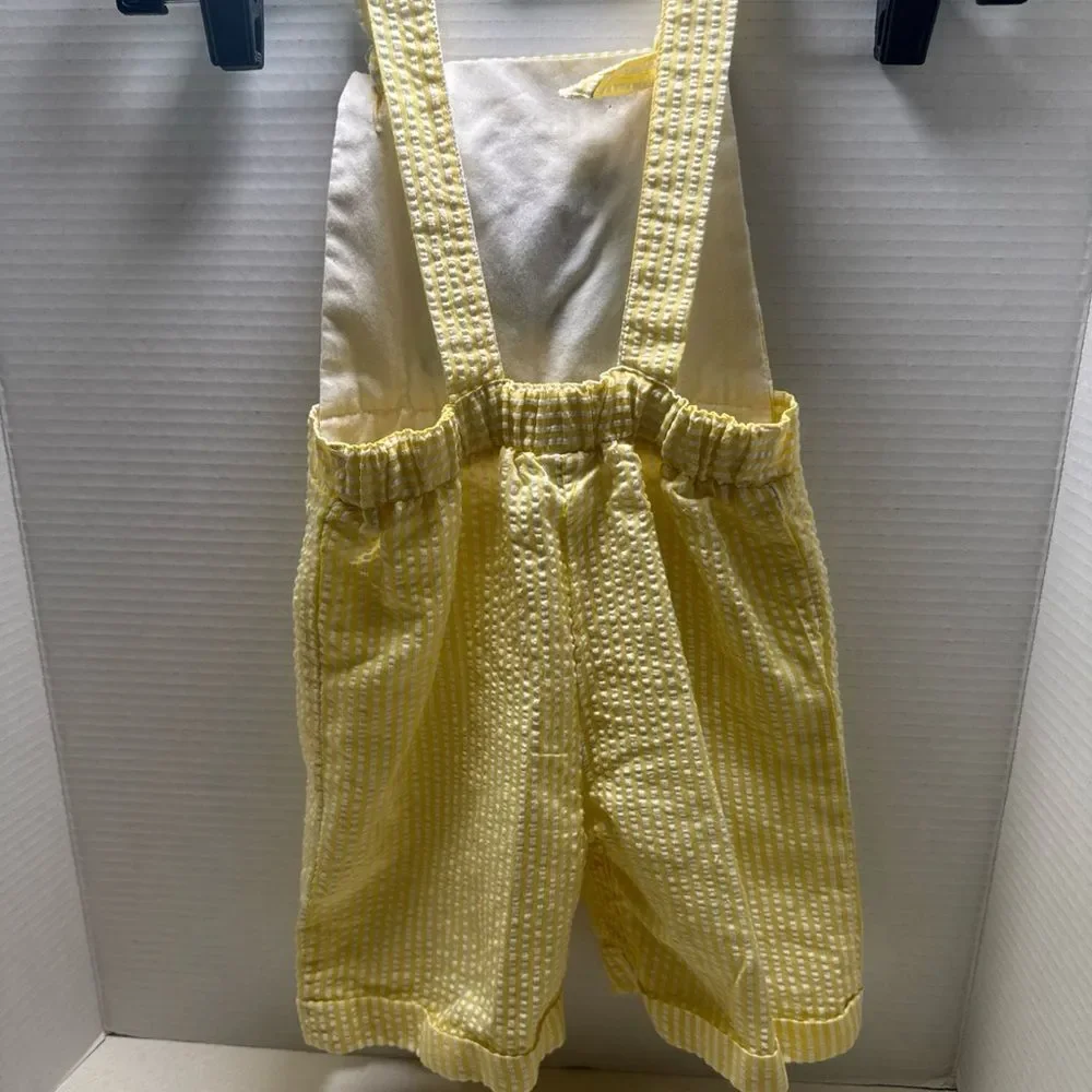 Vintage Gingham Striped Overalls With Hat - Petes Partner - Size 4T - Cute!! VTG